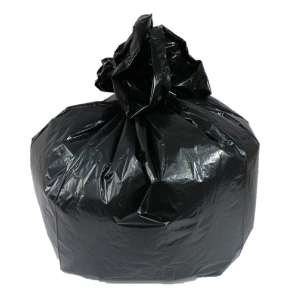 polythene black bin bags, refuse sacks