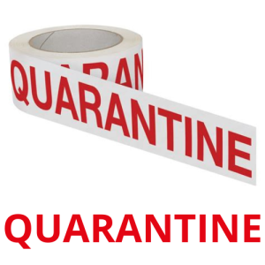 Quarantine Printed 48mm x 66m Acrylic Polypropylene Tape