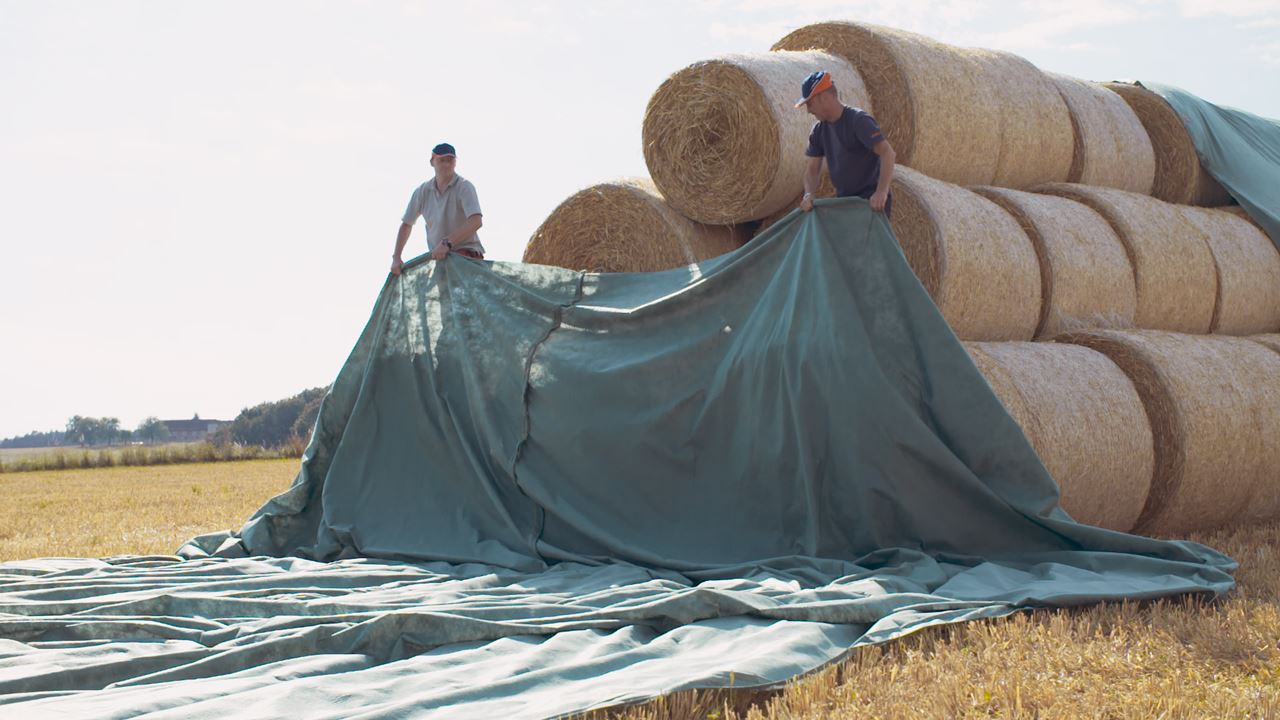 Straw and Hay Bale Protection with Toptex Fabric